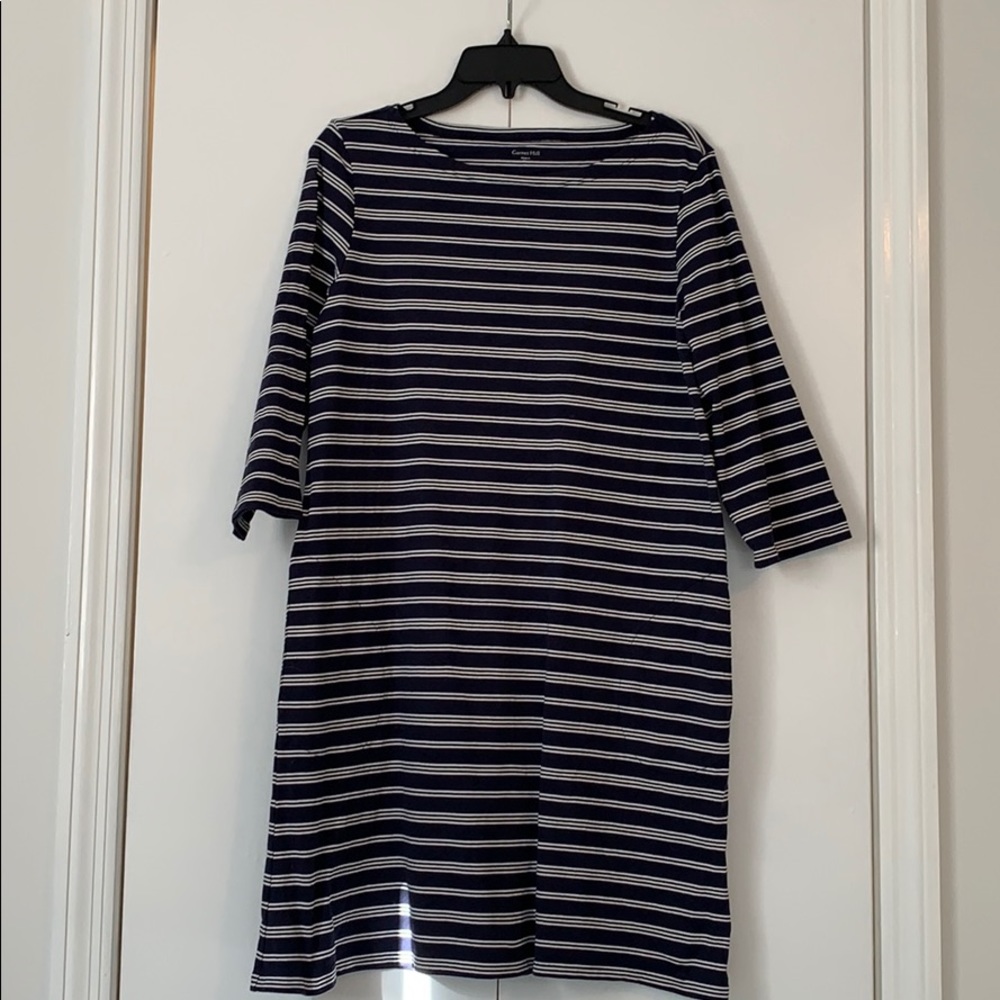 Bateau neck navy/white stripe dress Garnet Hill